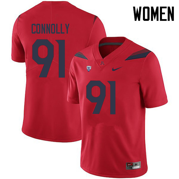 Women #91 Finton Connolly Arizona Wildcats College Football Jerseys Sale-Red - Click Image to Close